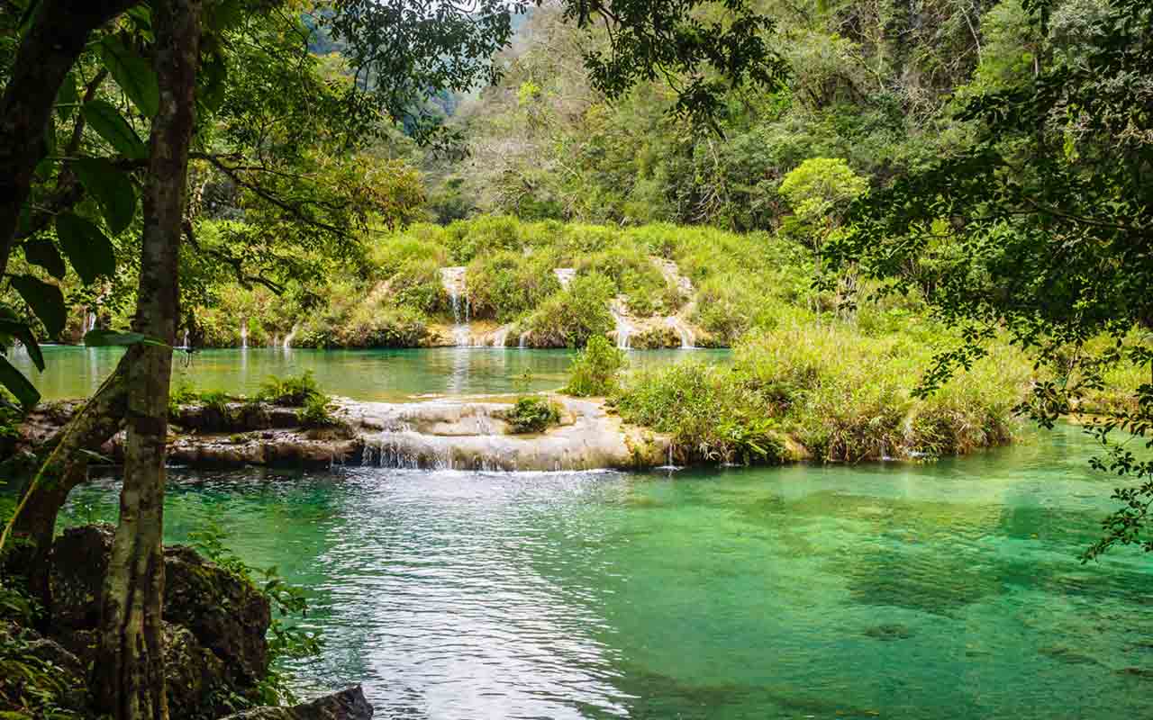 A part of Cahabón River which passes through Grutas de Lanquín