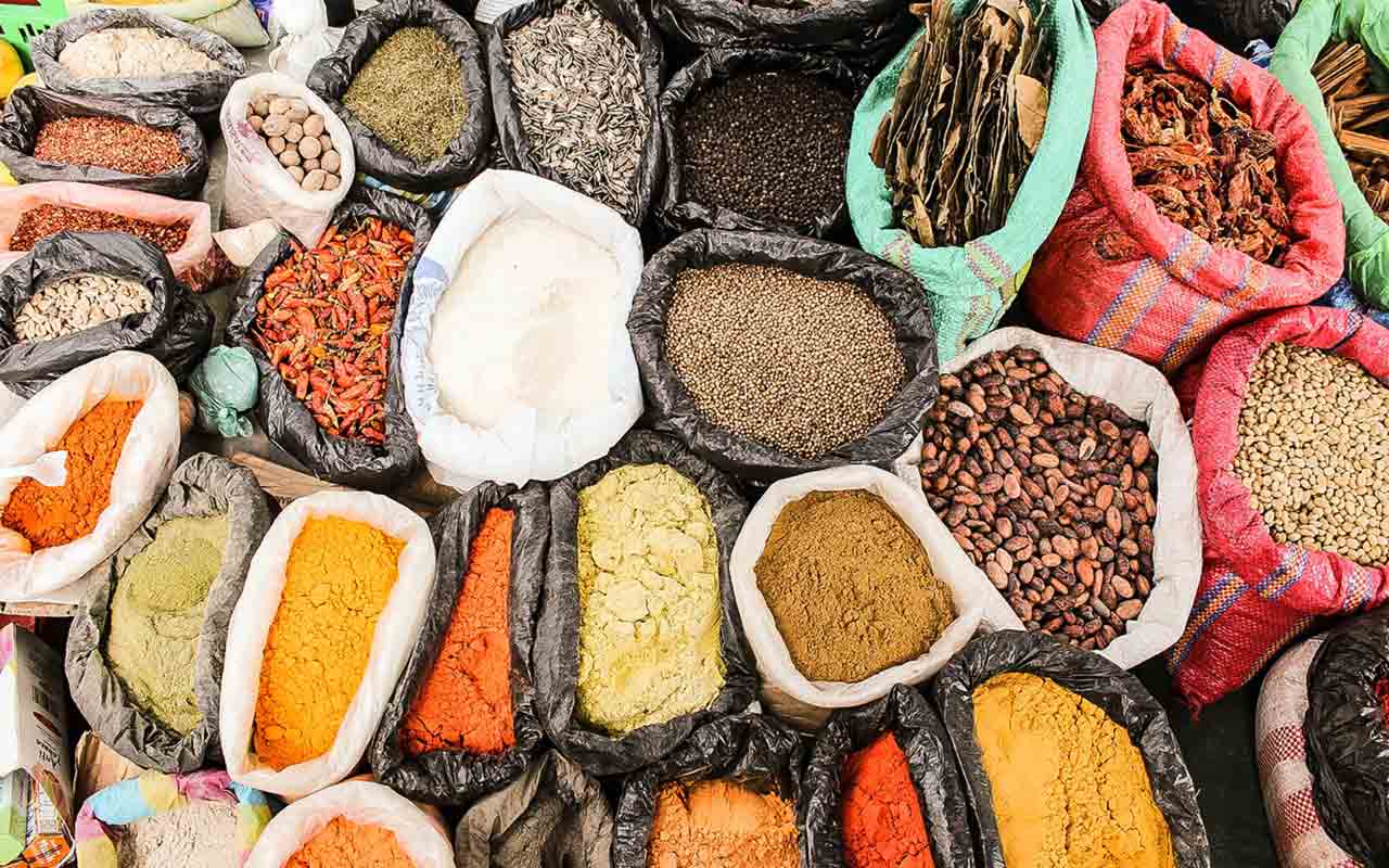Grains and spices are also sold in Otavalo Market 